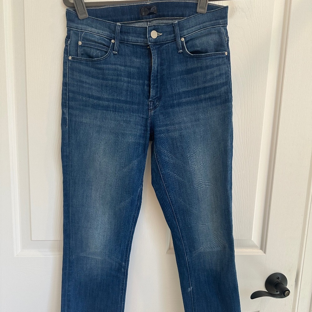 Mother- Mid-rise Dazzler crop fray